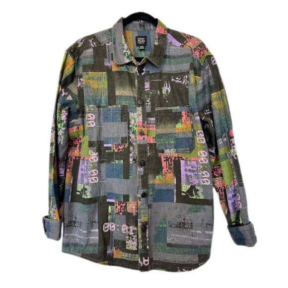 BDG Eclectic VHS Print Oversized Denim Shirt Jacket - Picture 1 of 8
